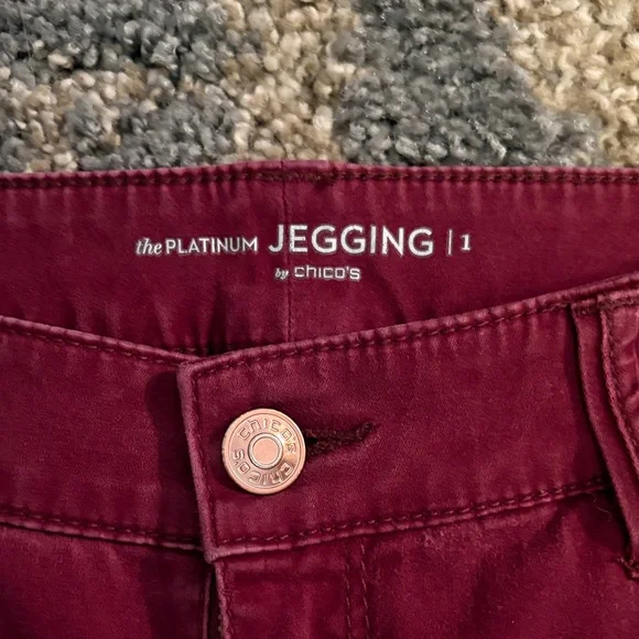Chico's Deep Red Jeggings - Picture 2 of 3